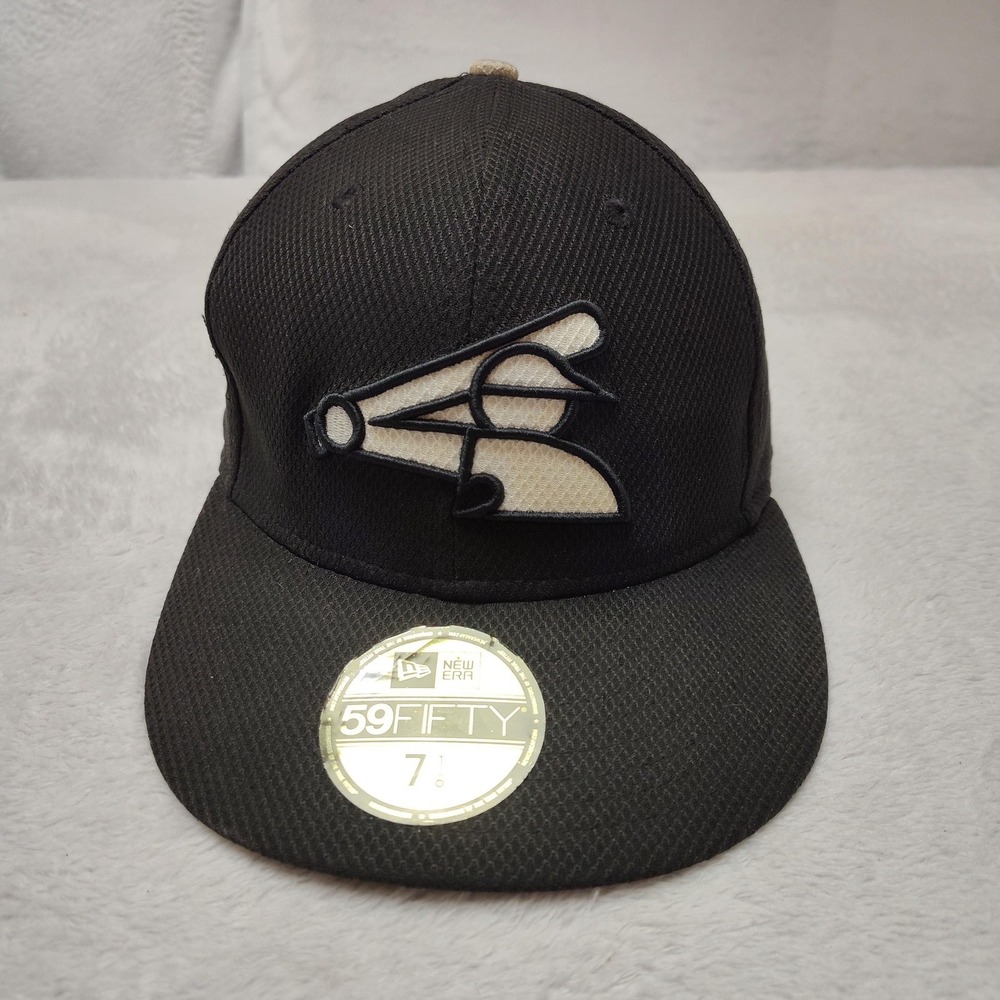 Chicago White Sox New Era Hat Cap Fitted Mens 7 1/8 Black 59FIFTY Polyester MLB‎